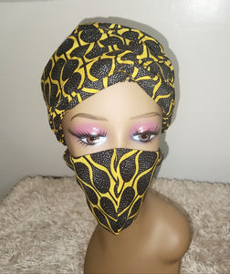 Satin Bonnet Set/Black & Gold